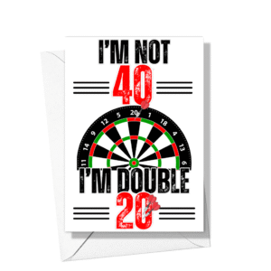 40th Birthday Card For Darts Player Double 20 Dartboard