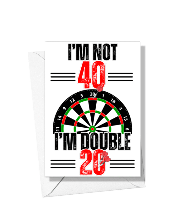 40th Birthday Card For Darts Player Double 20 Dartboard
