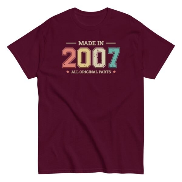 Made in 2007 All Original Parts T-shirt Birthday Gifts