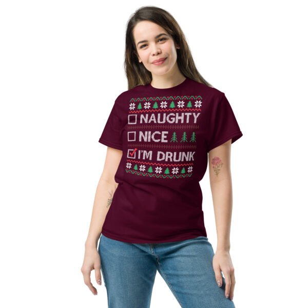 Naughty Nice Or Drunk Funny Christmas T-shirts - Image 4