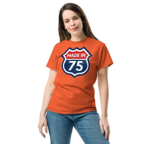 1975 Birthday Year Gift T-Shirt Made in 75 Route Sign - Image 2