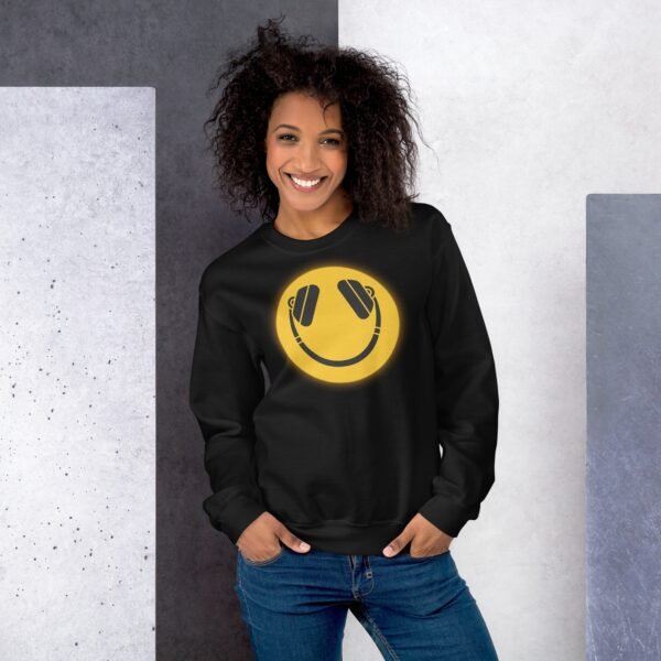 Smiley Face DJ Headphones Sweatshirt - Image 2