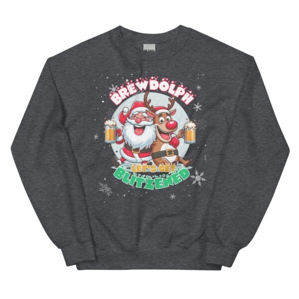 Funny Brewdolph Blitzened Christmas Jumper Santa & Rudolph Beers - Image 6