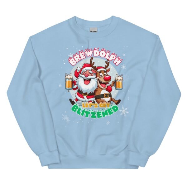 Funny Brewdolph Blitzened Christmas Jumper Santa & Rudolph Beers - Image 7