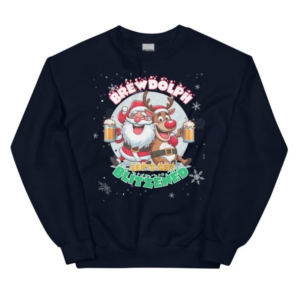 Funny Brewdolph Blitzened Christmas Jumper Santa & Rudolph Beers - Image 3