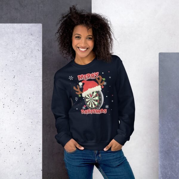 Merry Dartsmas Christmas Jumper Darts Sweatshirt - Image 3