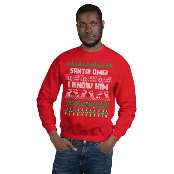 Santa OMG I Know Him Christmas Jumper Elf Sweatshirt - Image 3