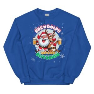 Funny Brewdolph Blitzened Christmas Jumper Santa & Rudolph Beers
