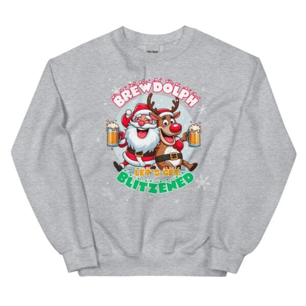 Funny Brewdolph Blitzened Christmas Jumper Santa & Rudolph Beers - Image 8