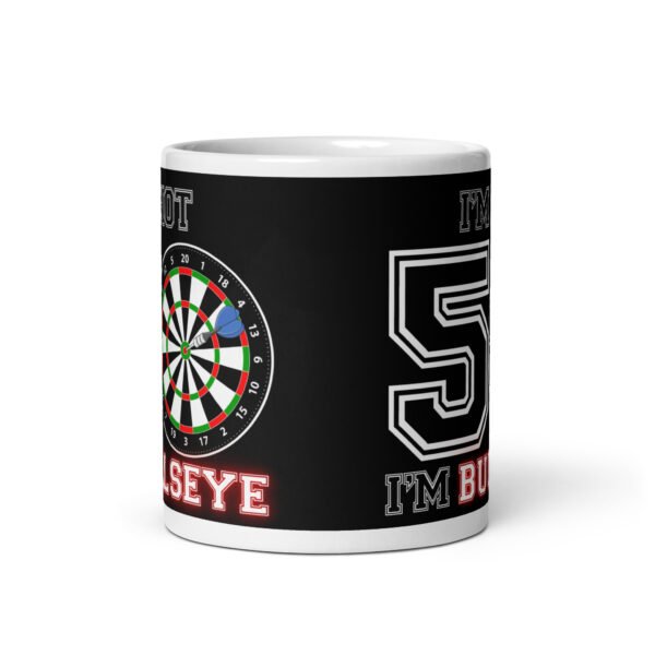 Darts 50th Birthday Mug – Not 50 I’m Bullseye - Image 3