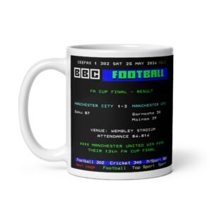 Manchester Utd 2024 FA Cup Final Ceefax Mug