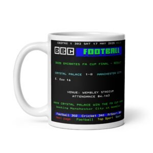 Crystal Palace 2025 FA Cup Final Ceefax Mug Man City
