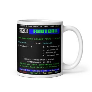 Chelsea UEFA Conference League Final Ceefax Mug 2025
